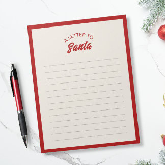 Bloc-note Lettre au Père Noël - Bordure Rouge Classique