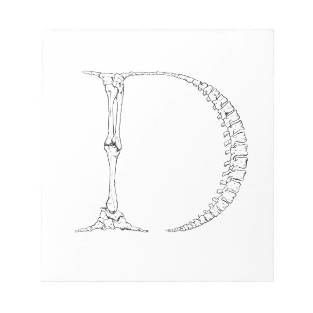 Bloc-note Lettre D Os Initiale (Devant)