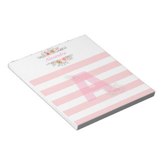 Bloc-note Lettre Initiale Monogramme A Jolie Lettre Rose A