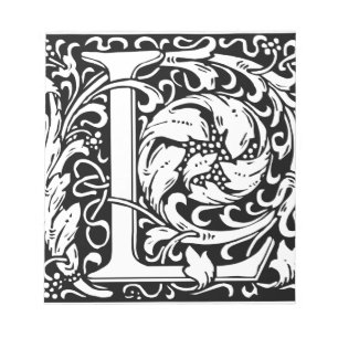 Bloc-note Lettre L Monogramme Art Nouveau Médiéval