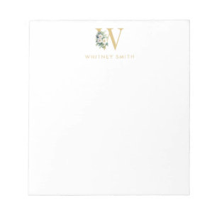 Bloc-note Lettre monogramme Floral Nom initial