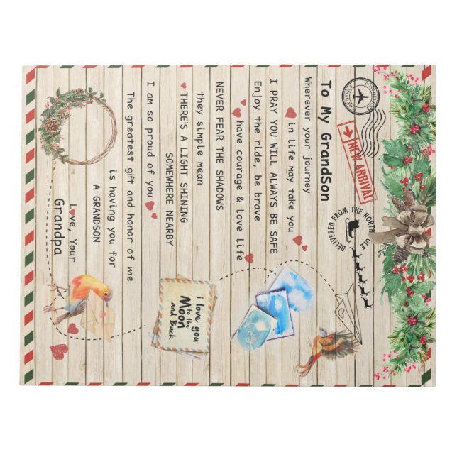 Bloc-note Lettre personnalisée à mon petit-fils de grand-pèr (Devant)