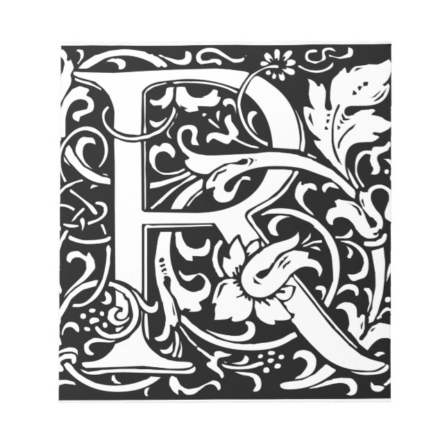 Bloc-note Lettre R Monogramme médiéval Art Nouveau (Devant)