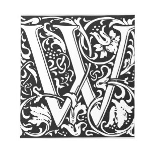 Bloc-note Lettre W Médiévale Monogramme Art Nouveau
