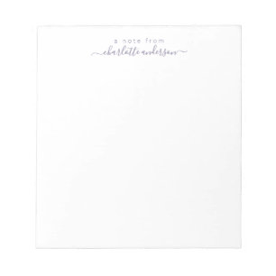 Bloc-note Lettres de script de lavande minimaliste personnal