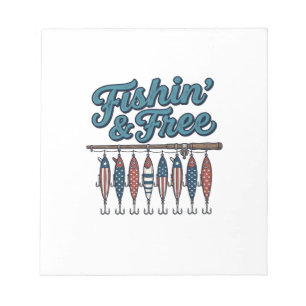 Bloc-note Leurres de pêche patriotiques vintage Fishin’ & Fr