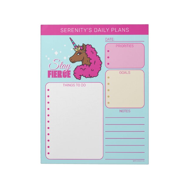 Bloc-note Licorne Afro Rose Chaud (Tourné)