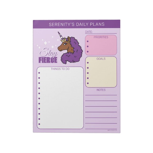Bloc-note Licorne Afro Violette (Tourné)
