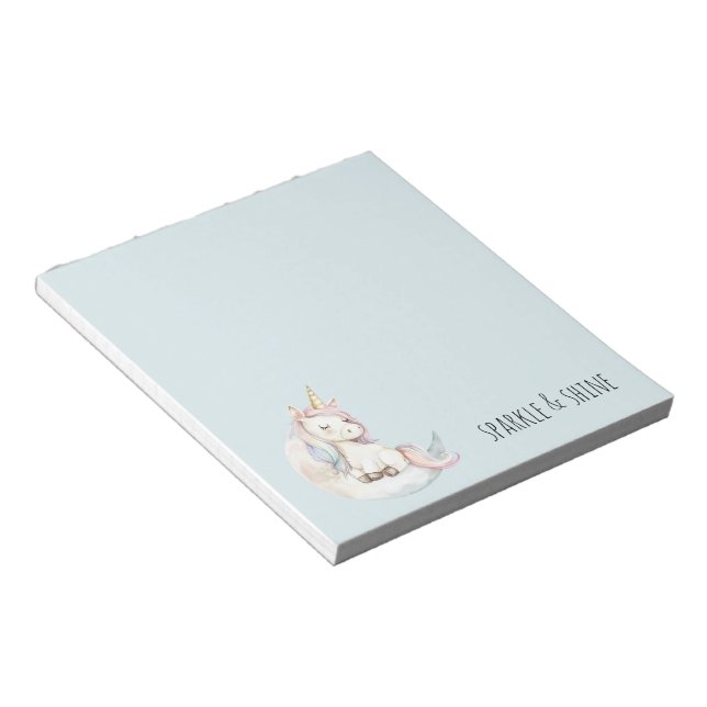 Bloc-note Licorne Bleue sur Nuage (Incliné)