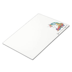 Bloc-note Licorne mignonne d'arc-en-ciel d'aquarelle