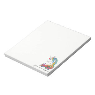 Bloc-note Licorne mignonne d'arc-en-ciel d'aquarelle