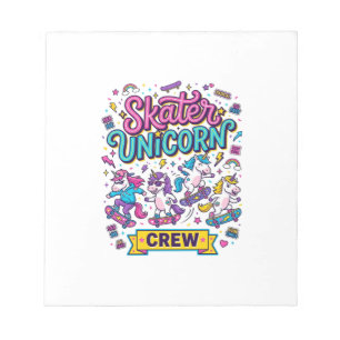 Bloc-note Licorne Skater Licorne Crew Rétro Style Imprimé su