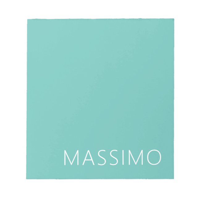 Bloc-note Light Teal Trendy Modern Minimalist Chic Name (Devant)
