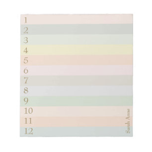 Bloc-note Lignes pastel avec grands chiffres dorés