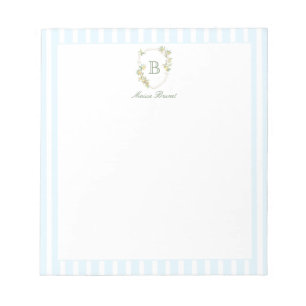Bloc-note Limon Monogramme Rayure Bleue