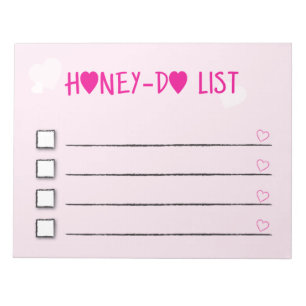 Bloc-note Liste Chérie Cœurs Roses Liste de Contrôle Femme M