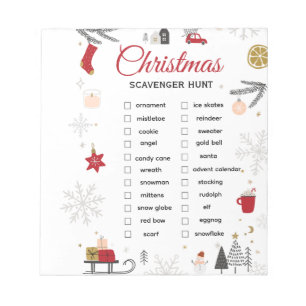 Bloc-note Liste de chasse au trésor de Noël Art