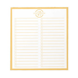 Bloc-note Liste de choses à faire minimaliste avec monogramm
