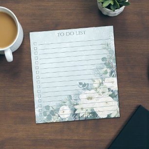 Bloc-note Liste de choses à faire Rose Bleue Aquarelle Fleur