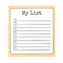 Liste de contrôle personnalisée Jaune dorée