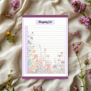 Bloc-note Liste de courses du jardin violet fleuri