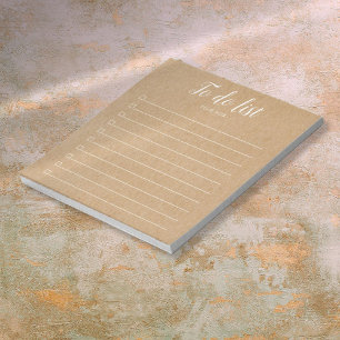 Bloc-note Liste de tâches à cocher personnalisée Kraft rusti