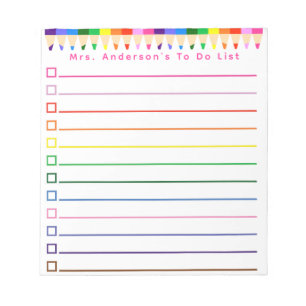 Bloc-note Liste de tâches personnalisable au crayon arc-en-c
