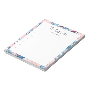 Bloc-note Liste de tâches Sakura Floral Navy Waves