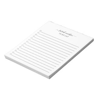 Bloc-note Liste de tâches simple élégante noir et blanc