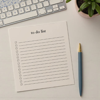 Bloc-note Liste de Tâches Taupe Douce Minimaliste Enseignant