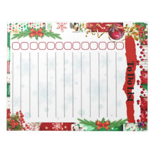 Bloc-note Liste de vérification Liste de tâches - Thème Noël