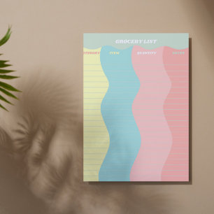 Bloc-note Liste d'épicerie Super Pastel