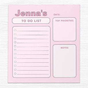 Bloc-note Liste des outils personnalisables en rose mignon