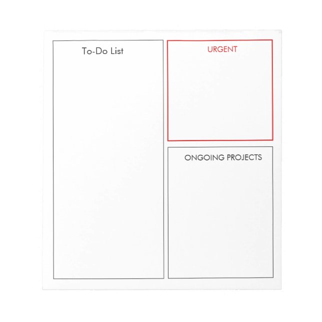 Bloc-note Liste des tâches Liste des urgences Liste permanen (Devant)