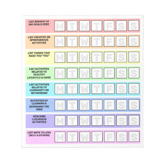 Bloc-note Liste des tâches Rainbow Équilibre de la vie de tr