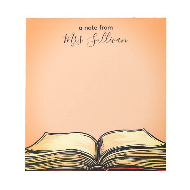 Bloc-note Livre ouvert Illustration Cadeau enseignant (Devant)