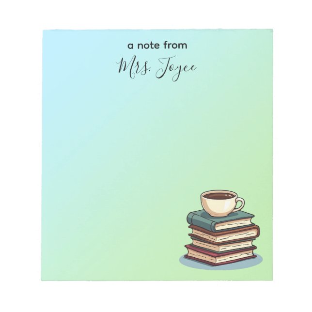 Bloc-note Livres et café sur mesure Appréciation de l'enseig (Devant)