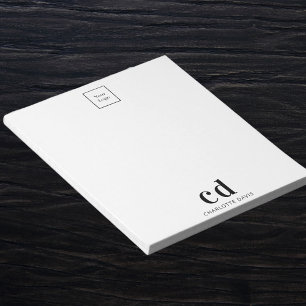 Bloc-note Logo blanc noir monogramme d'entreprise