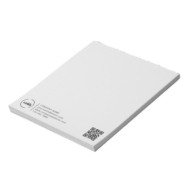 Bloc-note Logo d'entreprise moderne QR Code gris clair (Tourné)