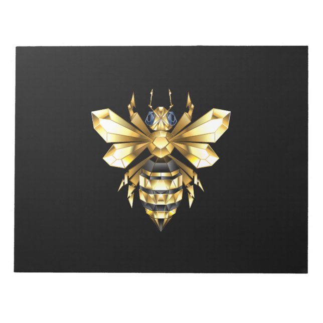 Bloc-note Logo Faux Gold Foil Bee Polygonal sur Noir (Devant)
