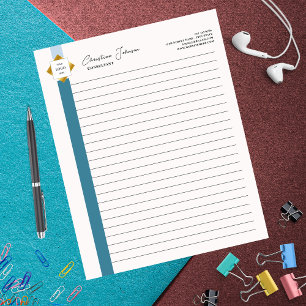 Bloc-note Logo Gold Turquoise Stripes tendance