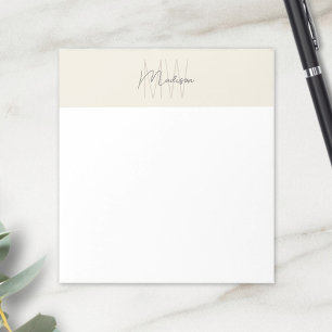 Bloc-note Logo Monogramme Crème Minimaliste Moderne