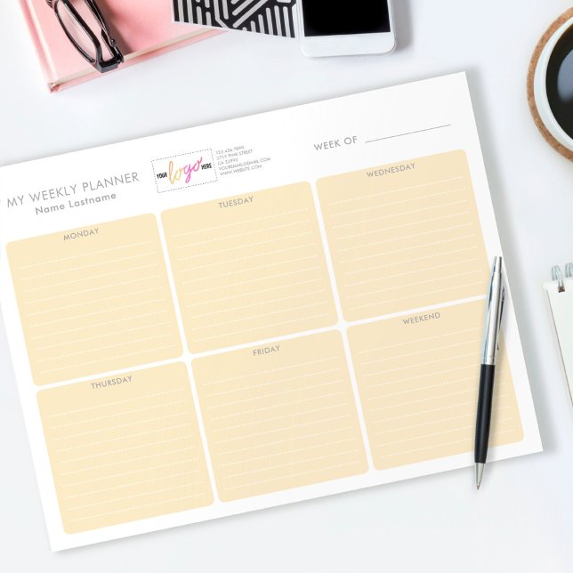 Bloc-note Logo Pastel Orange Simple et sans date Planificate (Créateur téléchargé)