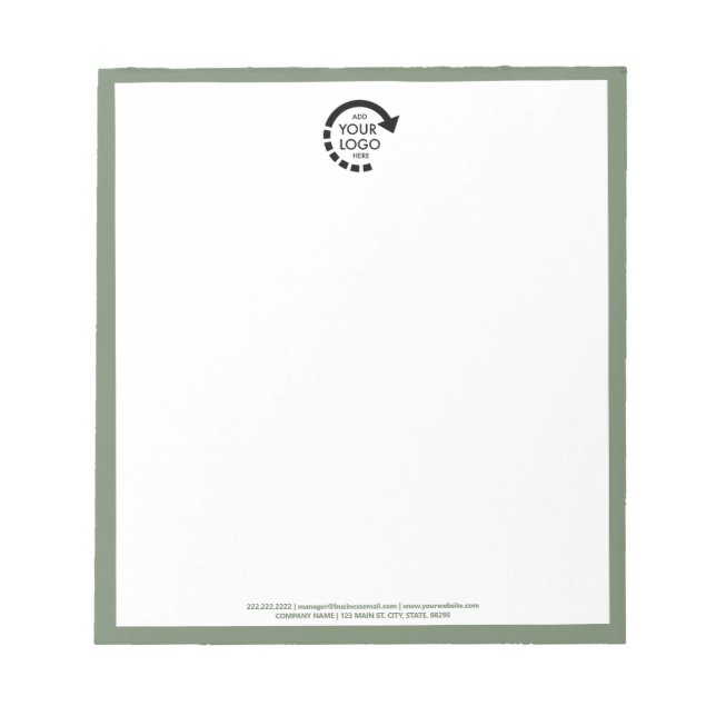 Bloc-note Logo personnalisé Entreprise | Sage Green (Devant)