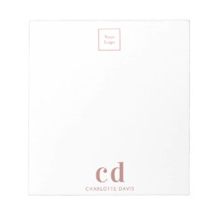 Bloc-note Logo rose doré blanc monogramme entreprise société
