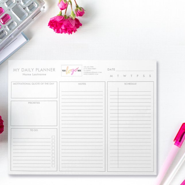 Bloc-note Logo Simple Blanc Moderne Moderne Démodé (Créateur téléchargé)