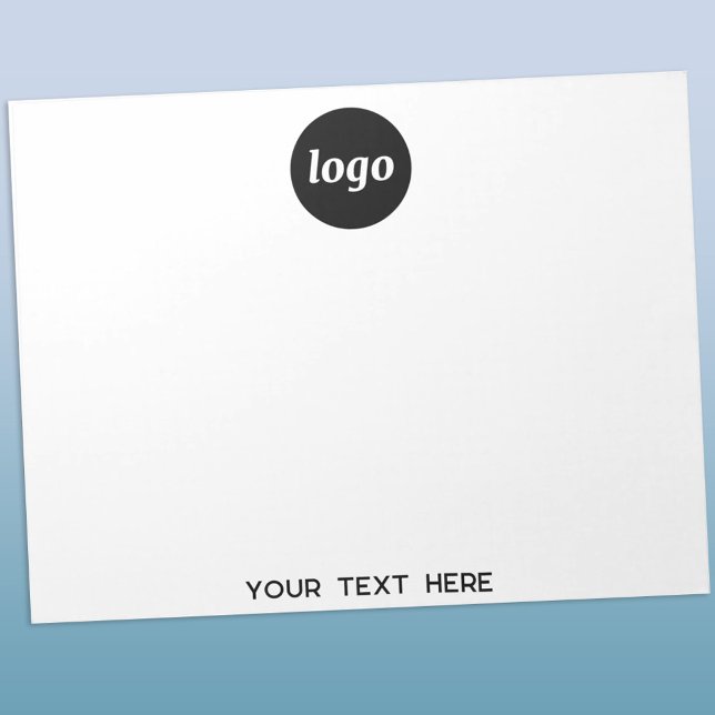 Bloc-note Logo simple Texte commercial promotionnel (Simple logo with custom text business branding promotional notepad)