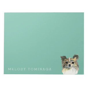 Bloc-note Long portrait d'aquarelle de chiwawa de cheveux