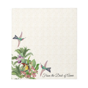 Bloc-note L'orchidée tropicale d'oiseaux de colibri fleurit