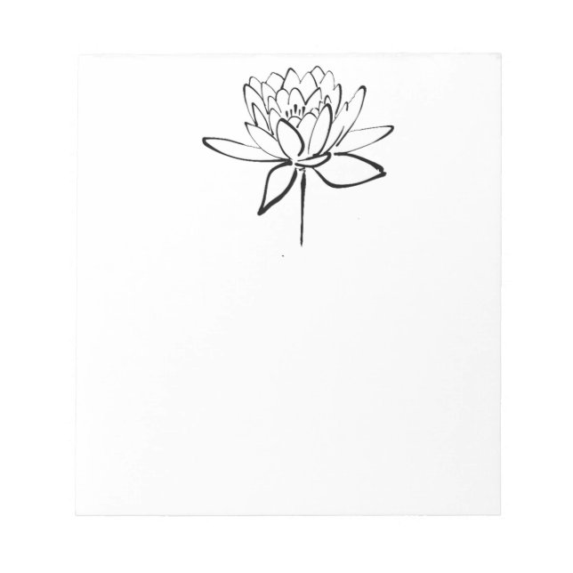Bloc-note Lotus Flower Black and White Ink Dessin Art (Devant)